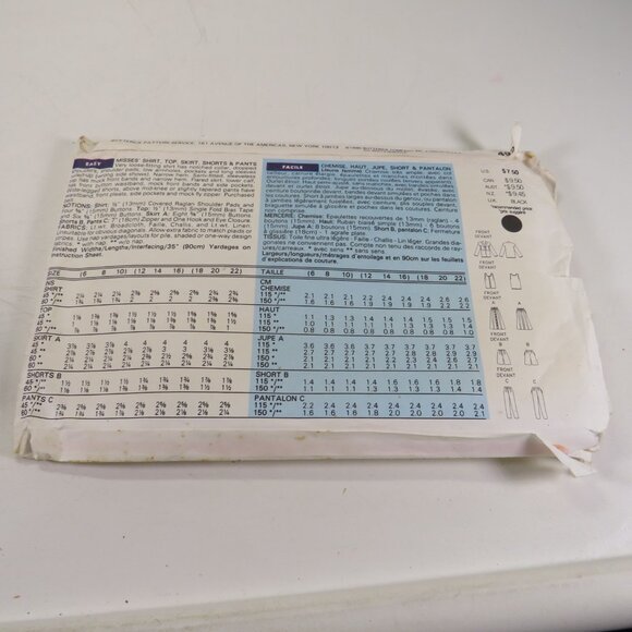 Butterick 4928 Clothing Pattern Top, Shorts, Pants, Skirt button down front - Picture 8 of 10